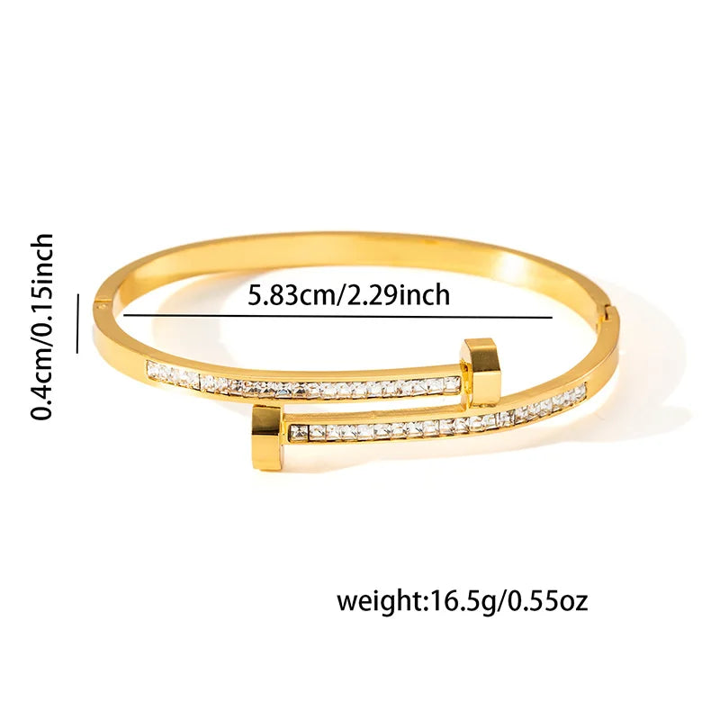 Fashionable Minimalist Nail Bracelet With Starry Sky Diamond Inlay Colorfast Versatile Stainless Steel Bracelet Vera Lux