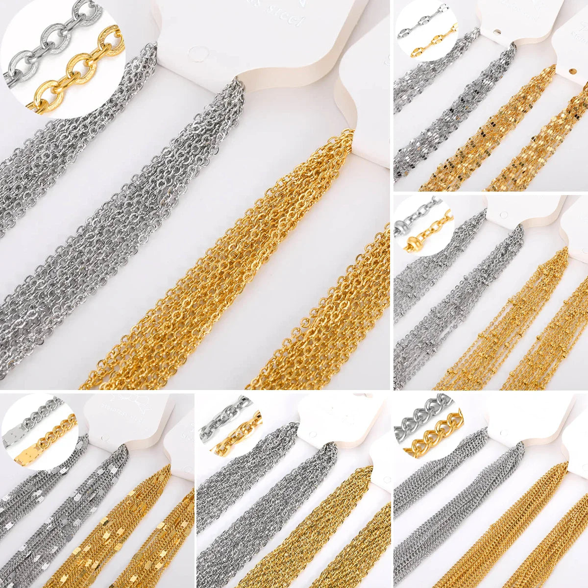 10pcs/set Stainless Steel Gold Color Necklace For Women 45cm Chain DIY Jewelry Accessories Making Materials Handmade Supplies Vera Lux