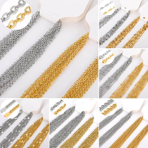 10pcs/set Stainless Steel Gold Color Necklace For Women 45cm Chain DIY Jewelry Accessories Making Materials Handmade Supplies Vera Lux
