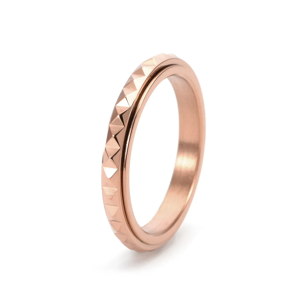 3mm Thin Stainless Steel Pyramids Spinner Ring Wedding Band for Women Girl Size 5-12 Vera Lux
