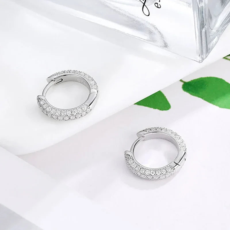 NeeTim Full Moissanite Diamond Earrings 925 Sterling Silver with Gold Plated Wedding Engagement Party Fine Jewelry for Women Vera Lux