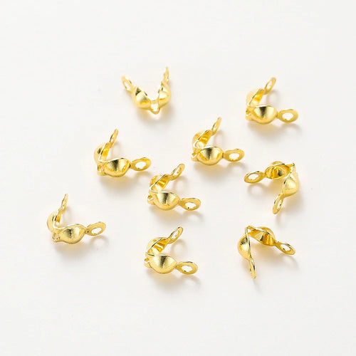 14K 18K Real Gold Plated Double Hole End Clasp Beads Open Cover Crimp Connector Beads For DIY Jewelry Making Necklace Component Vera Lux