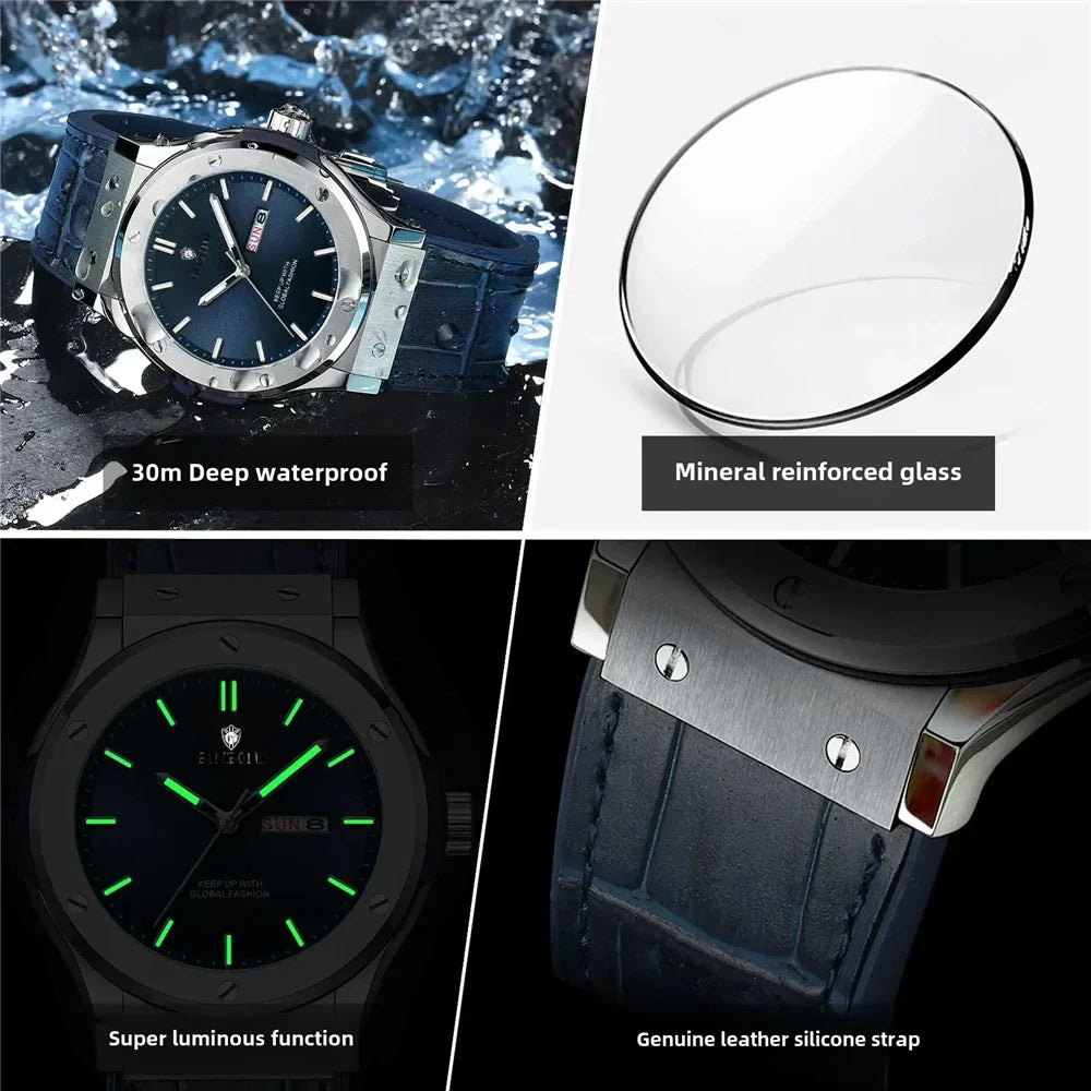 Fashion Quartz Wristwatches New Gifts Sports Leather Mens Automatic Watches For Man Luxury Automatic Watch Men Digital Clock Vera Lux