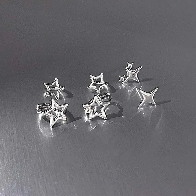 Y2K Style Hollow Pentagonal Stud Earrings for Women Personalize Star Asterism Round Ear Buckle Metal Accessories Fashion Jewelry Vera Lux