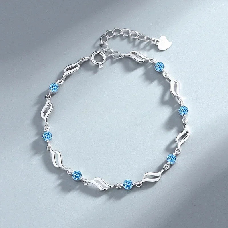 925 Sterling Silver Heart Shaped Necklace Bracelet Set for Women Vintage Korean Crystal Bracelets High Quality Set Party Jewelry Vera Lux