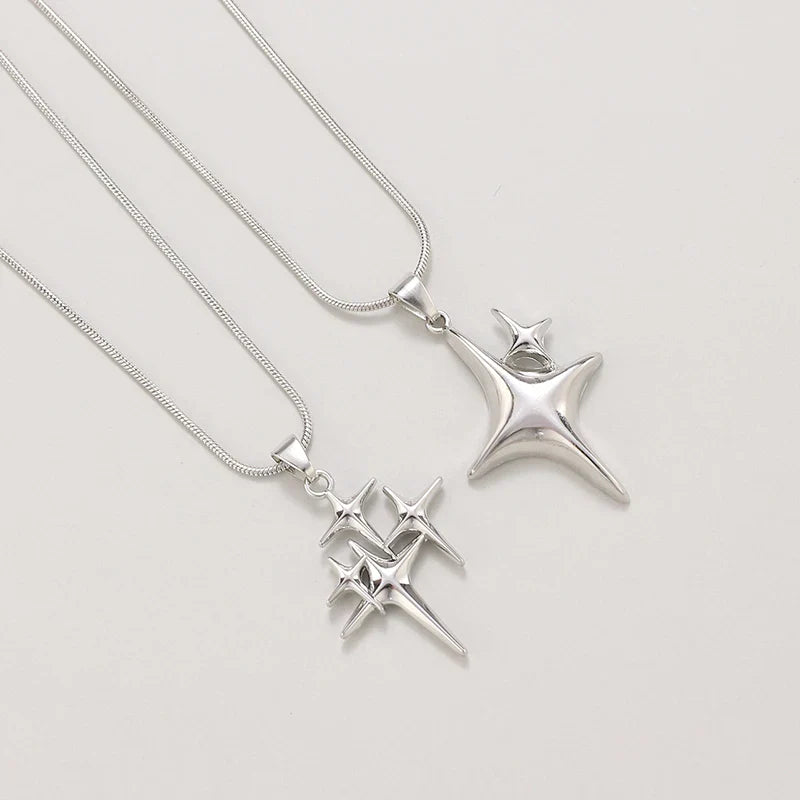 Y2K Simple Choker Necklace Four Pointed Star Necklaces Adjustable Crucifix Pendant Necklace Asterism-Necklace Jewelry Vera Lux