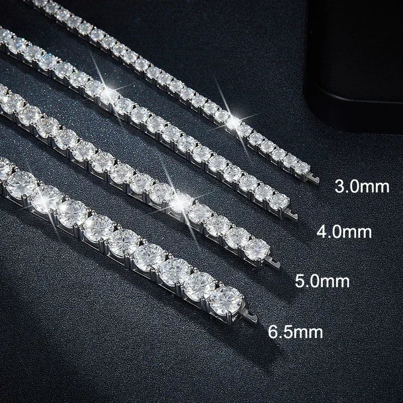 NeeTim 3mm 4mm 5mm 6.5mm Moissanite Tennis Bracelet Original s925 Sterling Silver Lab Diamond Bracelets for Women Men Chains Vera Lux