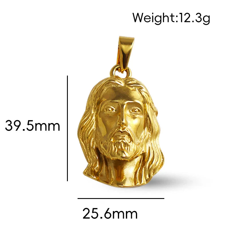 Hot Style Hip Hop 18K Gold Plated Stainless Steel Jesus Pendant for Women Men, Perfect for Daily Outfits & Concert Styles Vera Lux