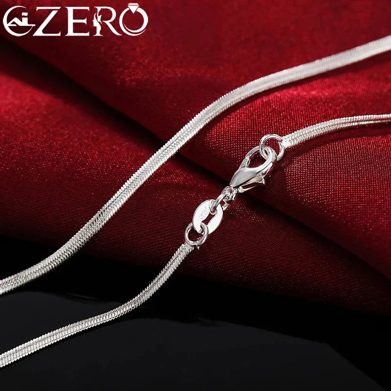 16-30inches 925 Sterling Silver Necklace 2MM Charms Wedding Party Flat Snake Chain Cute for Women Men Fashion Fit Pendant Vera Lux