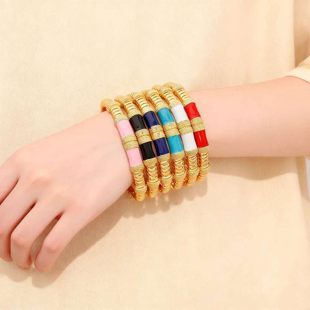 gold plated ring and bracelet nigerian jewelry set High Temperament Multy Colors Personalized bracelets Girl Gift Free Shipping Vera Lux