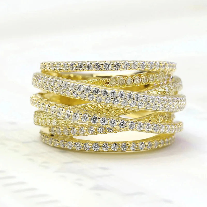925 Sterling Silver Classic Vintage Line Wrap Zircon Ring For Women Party Luxury Fashion High Quality Fine Jewelry Hot Sales Vera Lux