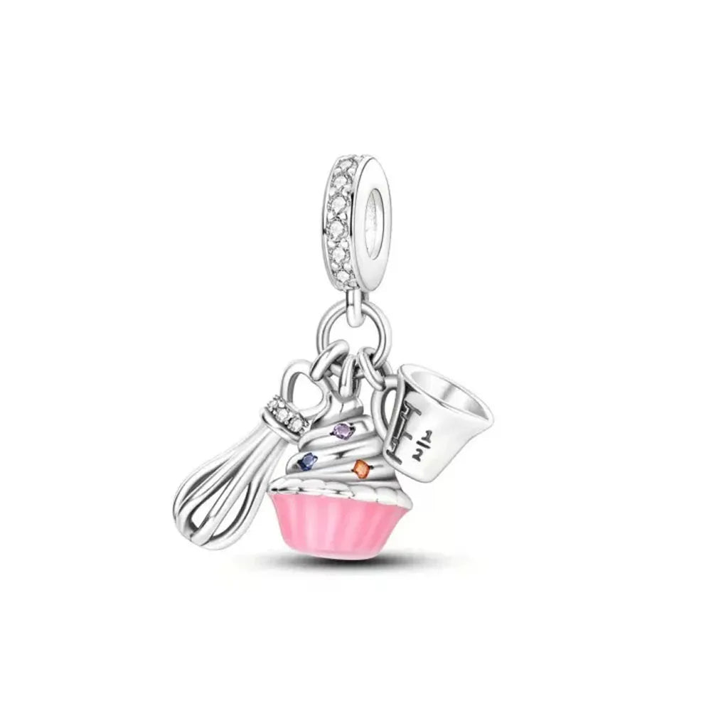 2026 Spring Pink Series Ballon Butterfly Flower Pendant Fit S925 European 925 Sterling Silver Bracelet Bangles Necklace Vera Lux