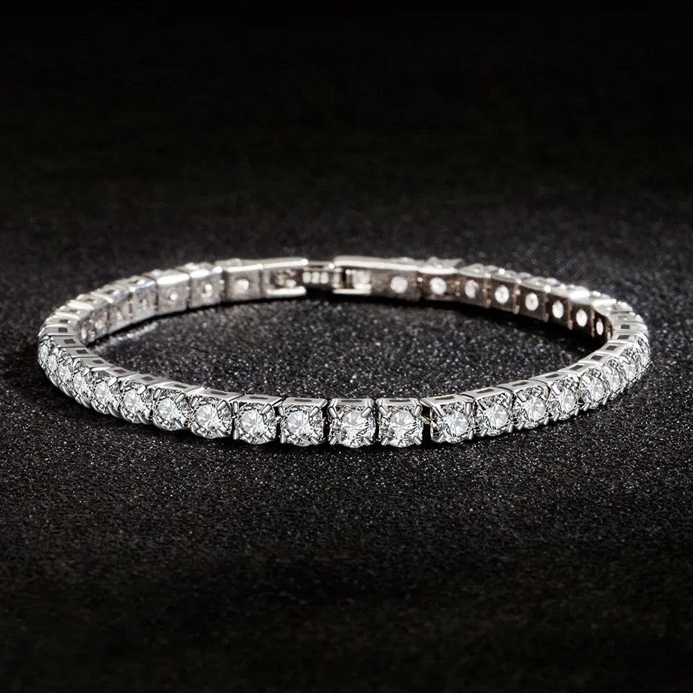 S925 Sterling Silver Bracelet Zirconia Tennis Ball Women Fashion Simple Engagement Wedding Charm Jewelry 4mm 16-23cm Vera Lux