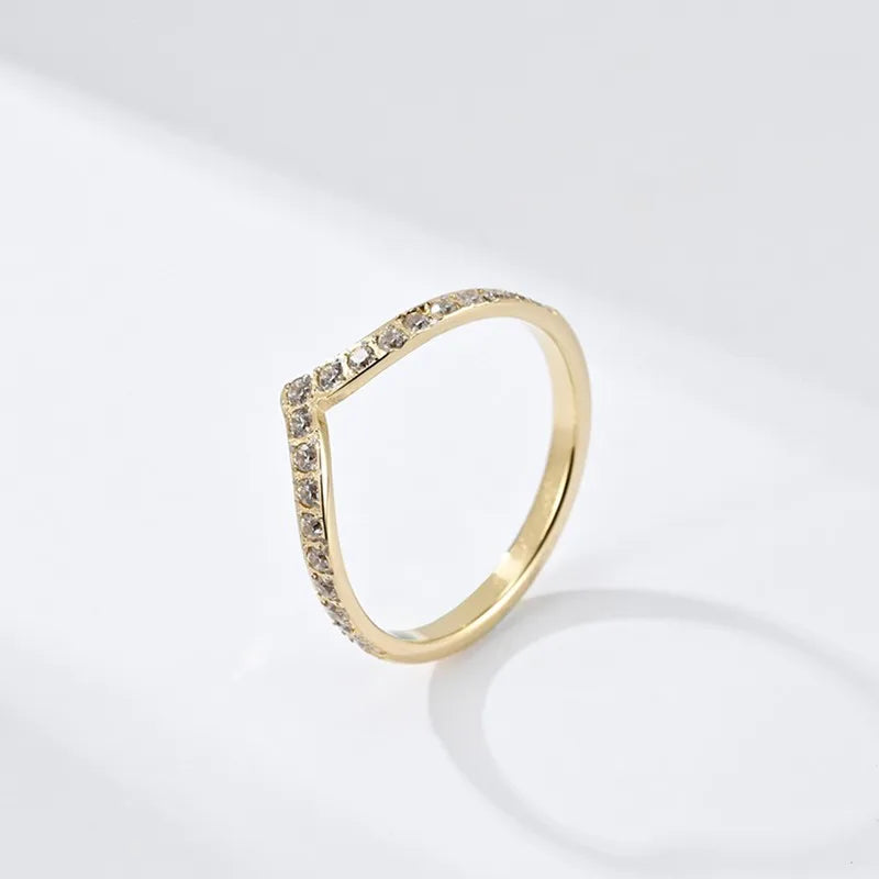 2mm Thin V Shape Pave CZ Stackable Ring Stainless Steel Wedding Band for Women Girl Size 5-10 Vera Lux