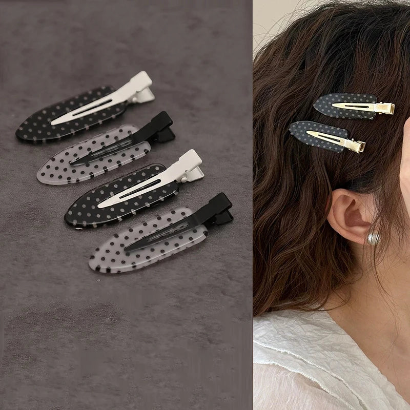 4Pcs Black White Polka Dot Acrylic Hair Clips Secure Hold Suitable for Daily Wear Bb Hairclip Party Outfits Hair Accessories Vera Lux