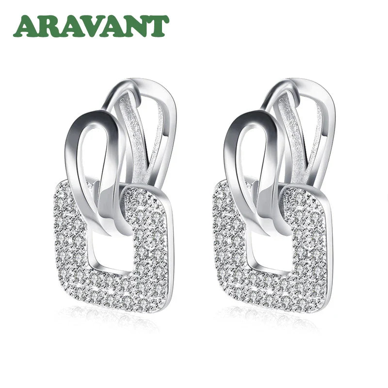 Aravant 925 Silver 18K Gold Square Hoop Earrings For Women Wedding Party Fashion Jewelry Vera Lux