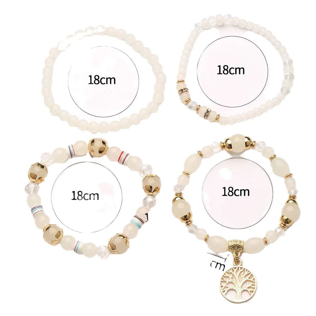 4Pcs Tree Of Life Charm Bracelet Set For Women Handmade Acrylic Beads Chain Bangle Female Boho Jewelry Accessories Vera Lux