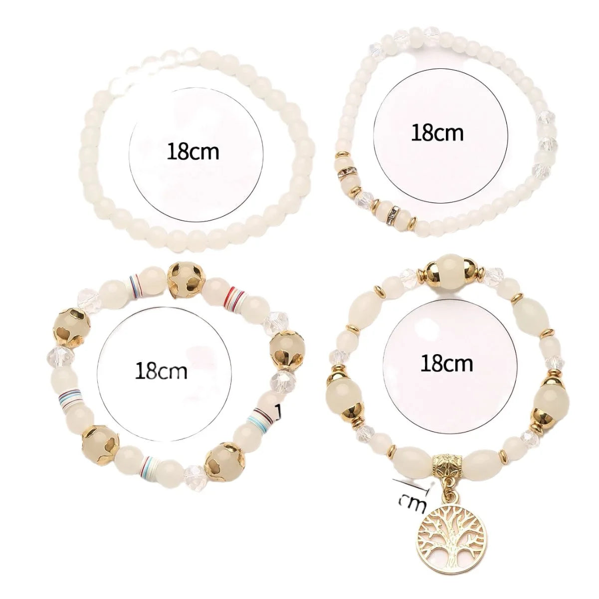4Pcs Tree Of Life Charm Bracelet Set For Women Handmade Acrylic Beads Chain Bangle Female Boho Jewelry Accessories Vera Lux