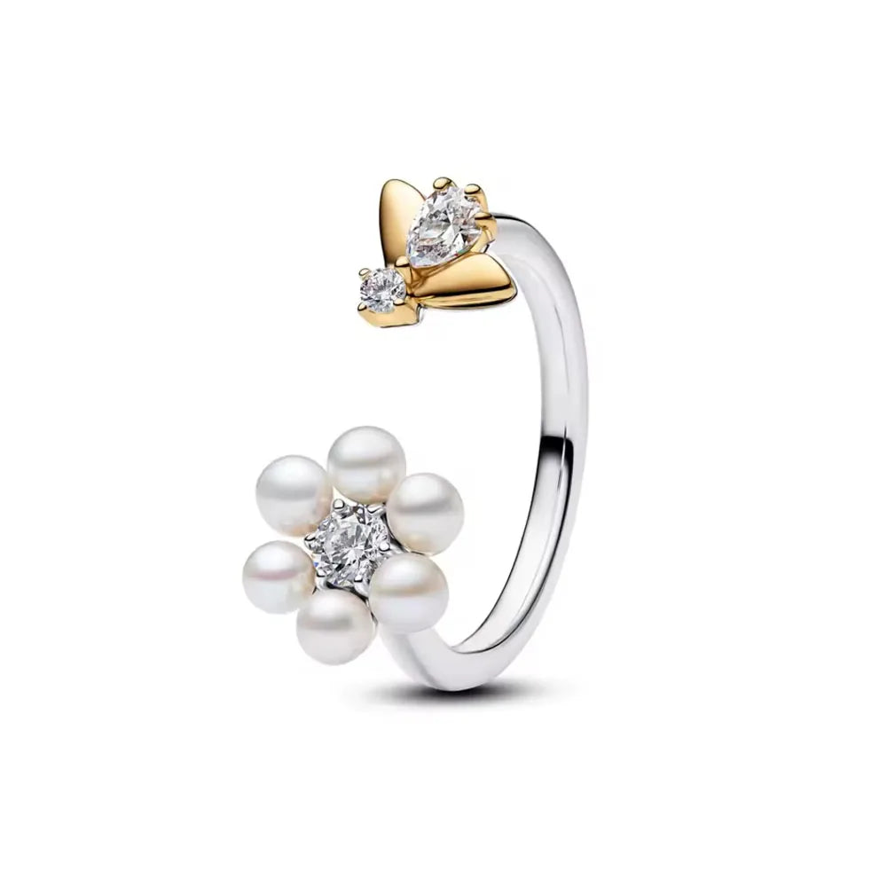 2026 Hot Selling 925 Sterling Silver Heart-Shaped Butterfly Flower Ring, Exquisite and Charming Jewelry Gift for European Women Vera Lux