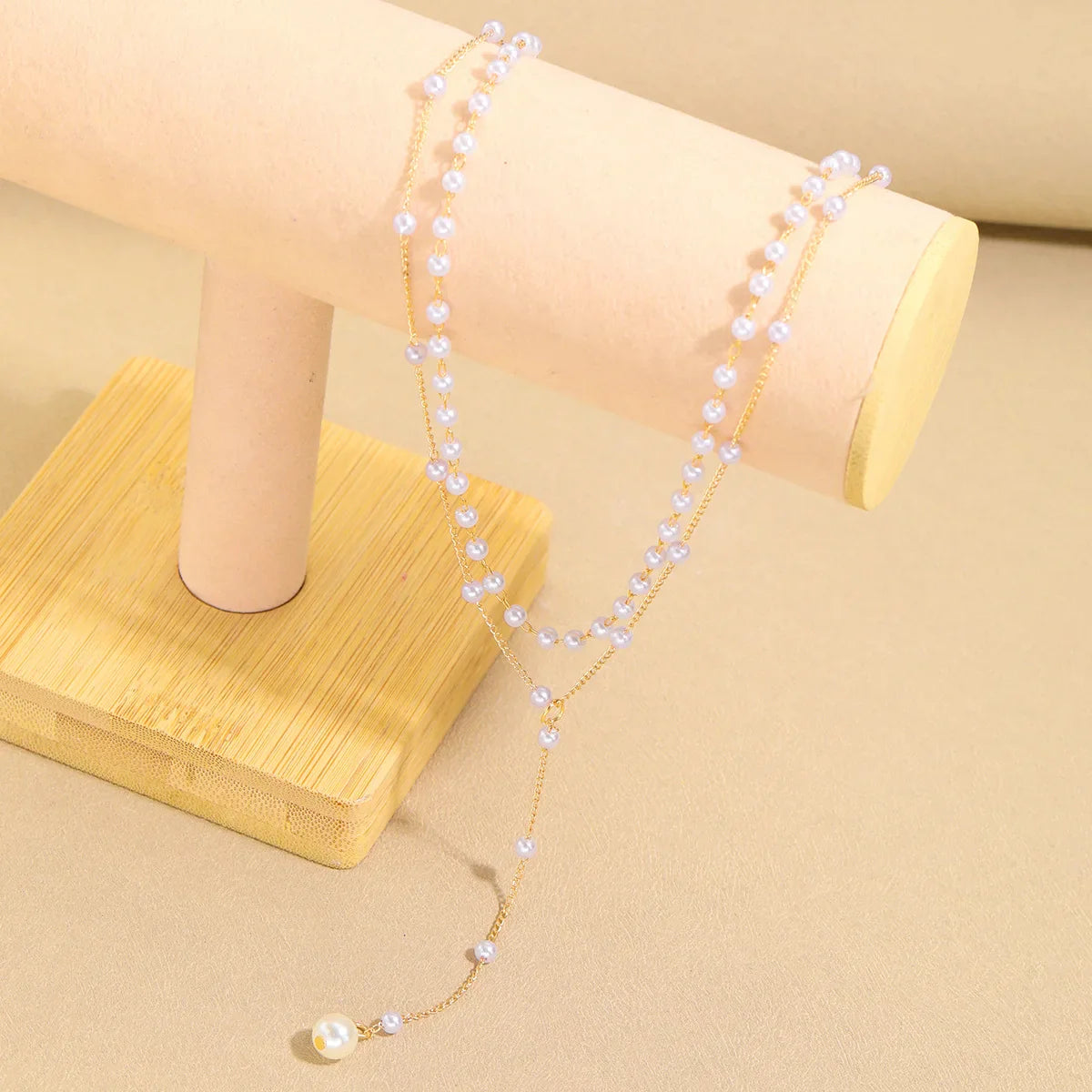 Korean Fashion Imitation Pearl Double Layered Choker Big Ball Bead Pendant Tassel Necklace Women's Sexy Party Body Jewelry Vera Lux