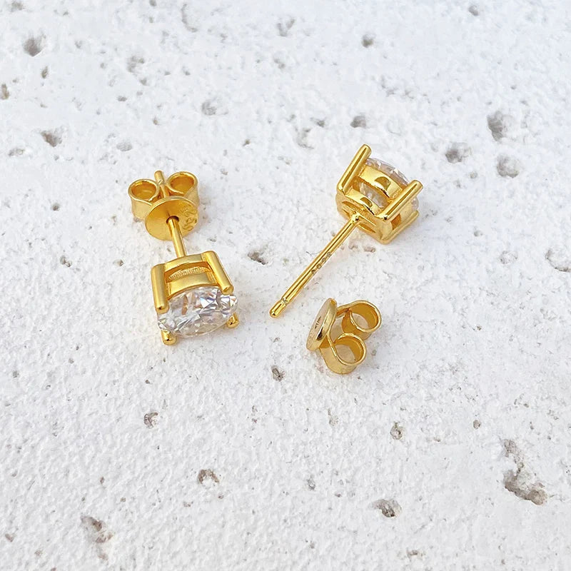 NeeTim 0.2-2ct Moissanite Earrings For Women 925 Sterling Silver Ear Studs with Yellow Gold Plated Lab Diamond Wedding Jewelry Vera Lux