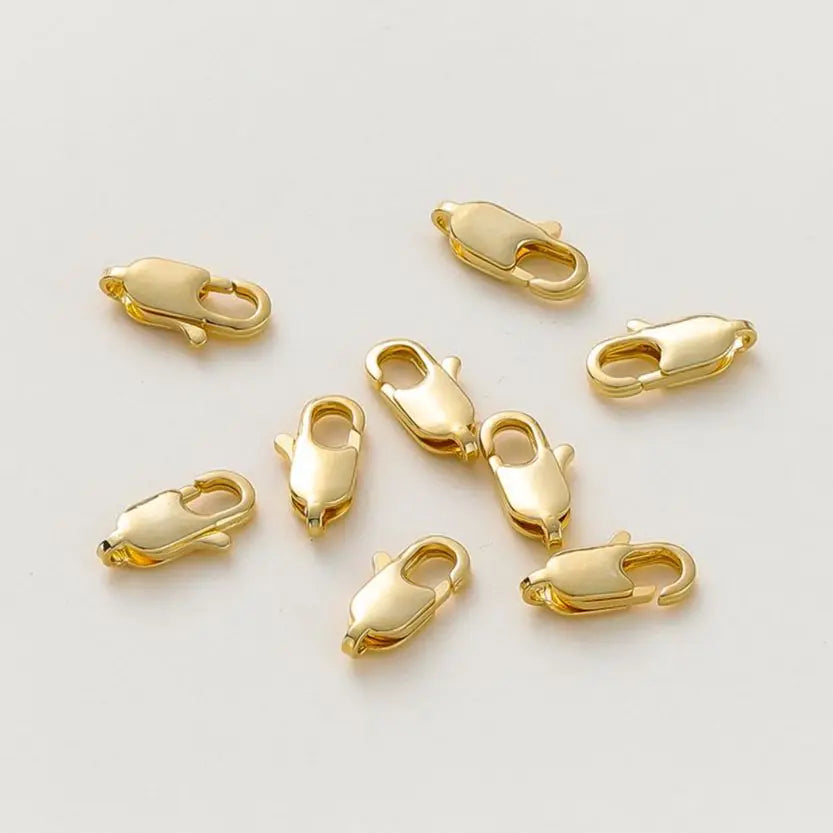 10pcs/lot 14K 18K Gold Plated Lobster Clasps Jump Rings End Chain Connector Hooks For DIY Necklace Bracelet Making Components Vera Lux