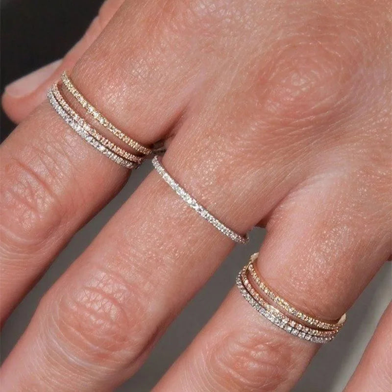Delicate Micro Pave Zircon Rings For Women Trendy Chic Crystal Daily Dating Women's Stackable Tiny Ring Fashion Jewelry R133 Vera Lux