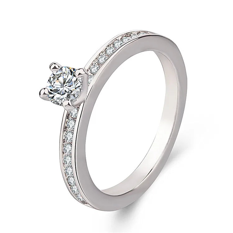 Fashion Trendy Sliver Color Zircon Rings For Women Finger Ring Jewelry Party Custom Jewelry Vera Lux