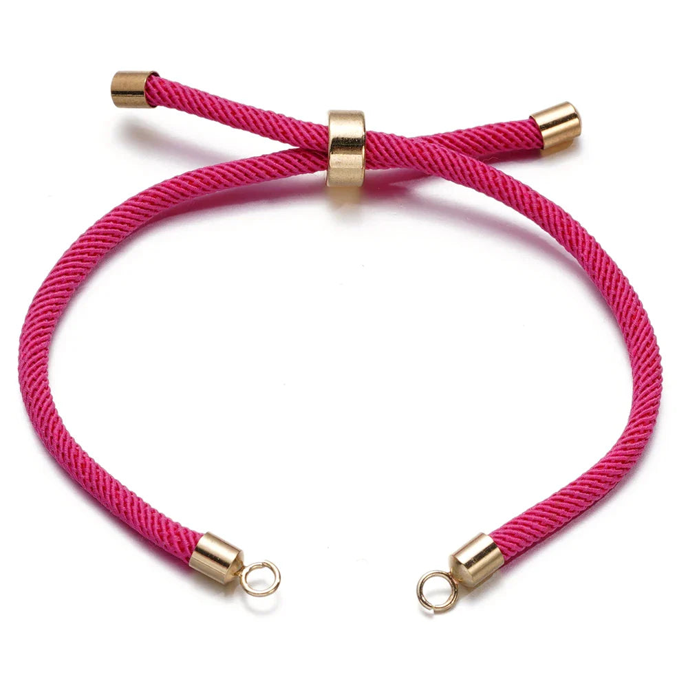 1pc Adjustable Nylon Braided Twisted Cords Slider Friendship Bracelets with Brass Cord End for Jewelry Making DIY Findings Vera Lux