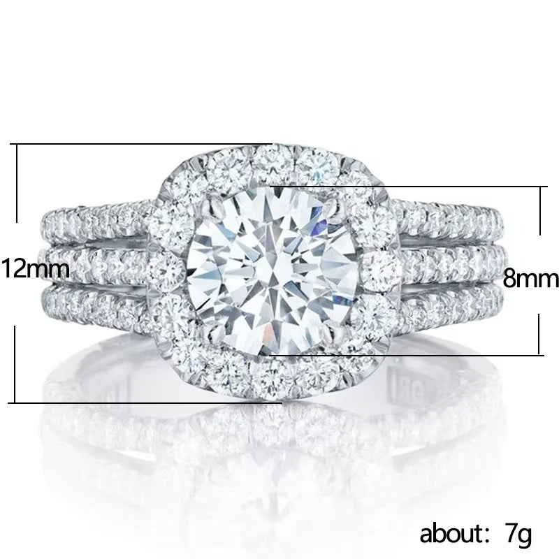 925 Sterling Silver Sparkling Full Zircon Square Geometry Rings for Women Gift Party High Quality stylish Jewelry Hot Sales Vera Lux