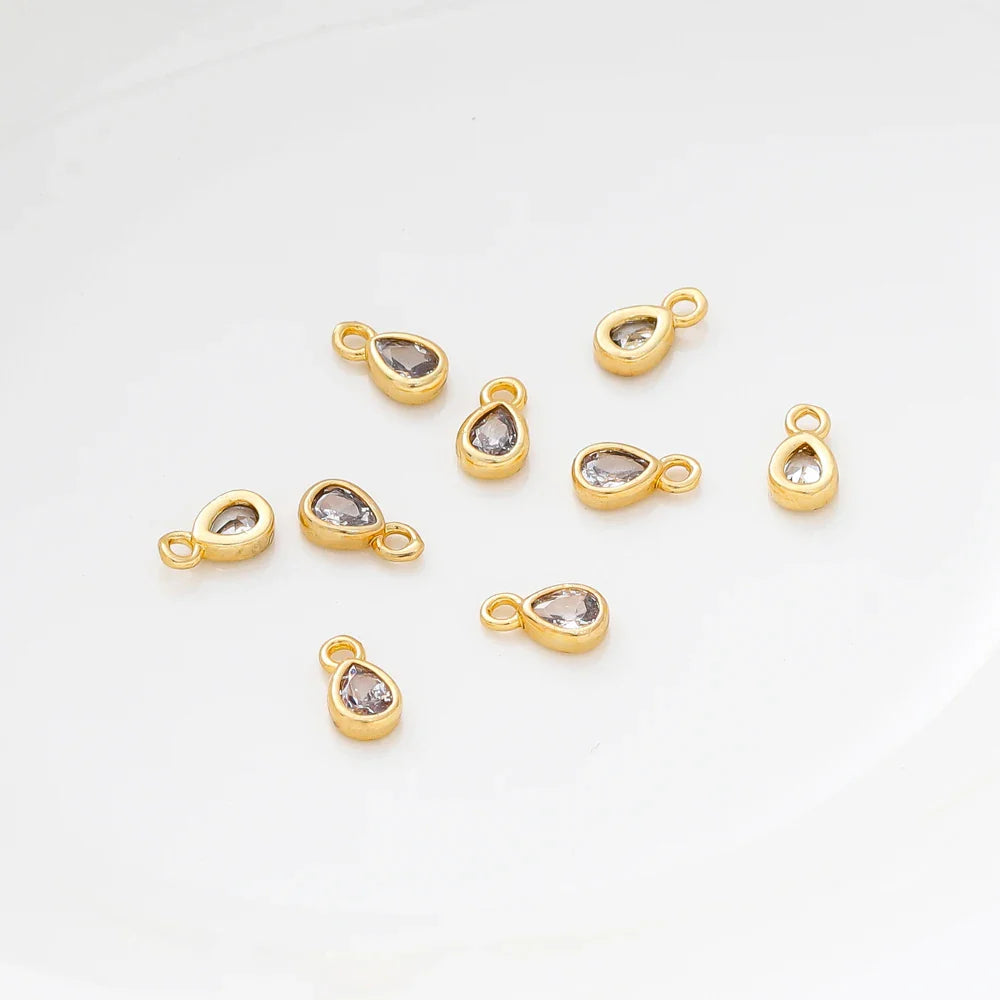 5/10pcs/lot Water-Drop Shape Pendants Wholesale 18K Gold Plated Cubic Zirconia Charm Pendants For DIY Necklace Jewelry Making Vera Lux