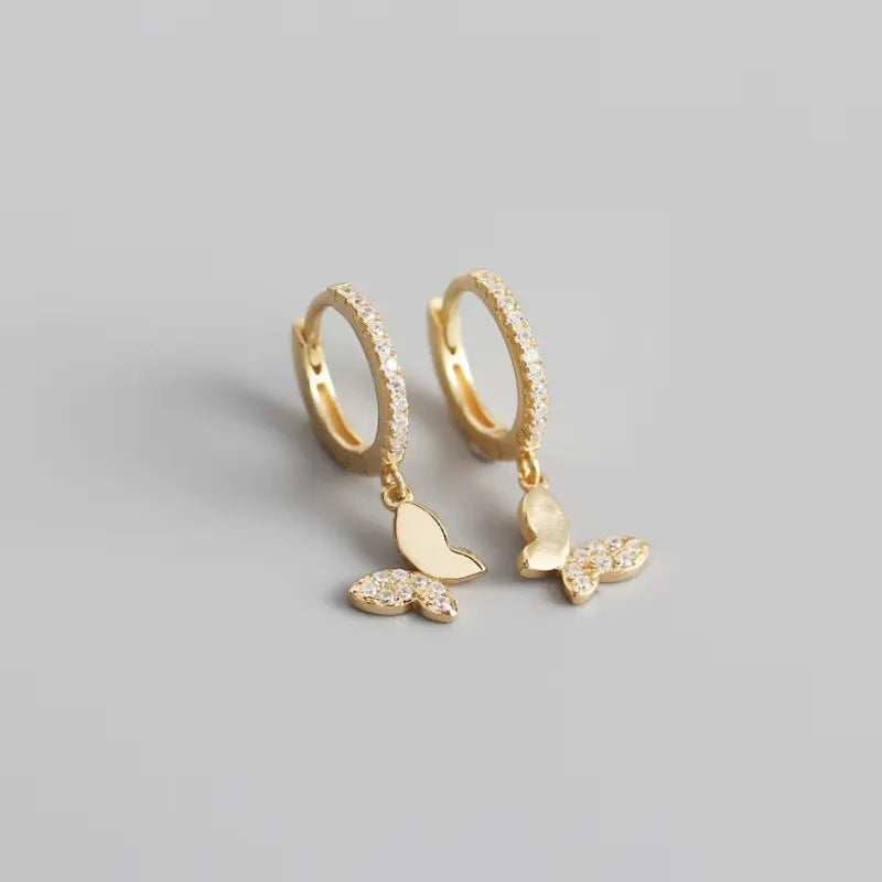 925 Sterling Silver Butterfly Hoop Earrings for Women Shiny CZ Gold Silver Jewelry Gifts Vera Lux