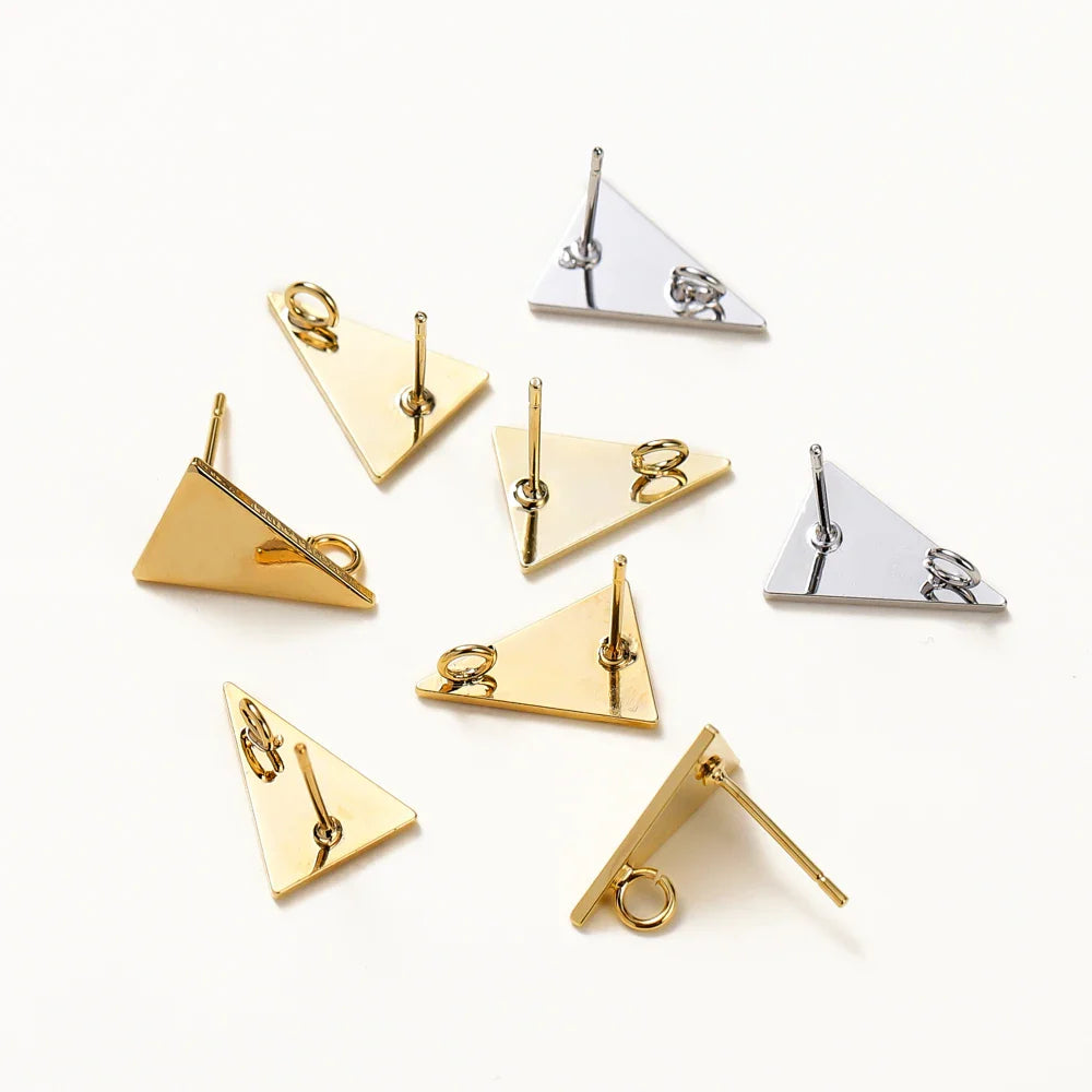 10pcs/lot 10x15MM 18K Gold Plated Brass Triangle Stud Earrings High Quality DIY For Jewelry Making Finding Earrings Accessories Vera Lux