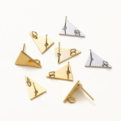 10pcs/lot 10x15MM 18K Gold Plated Brass Triangle Stud Earrings High Quality DIY For Jewelry Making Finding Earrings Accessories Vera Lux