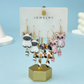 3 Pairs New Fun and Cute Enamel Alloy Hanging Tail Cat Dangle Earrings Colored Cat Ear Jewelry Set Lovely Gift For Women Girls Vera Lux