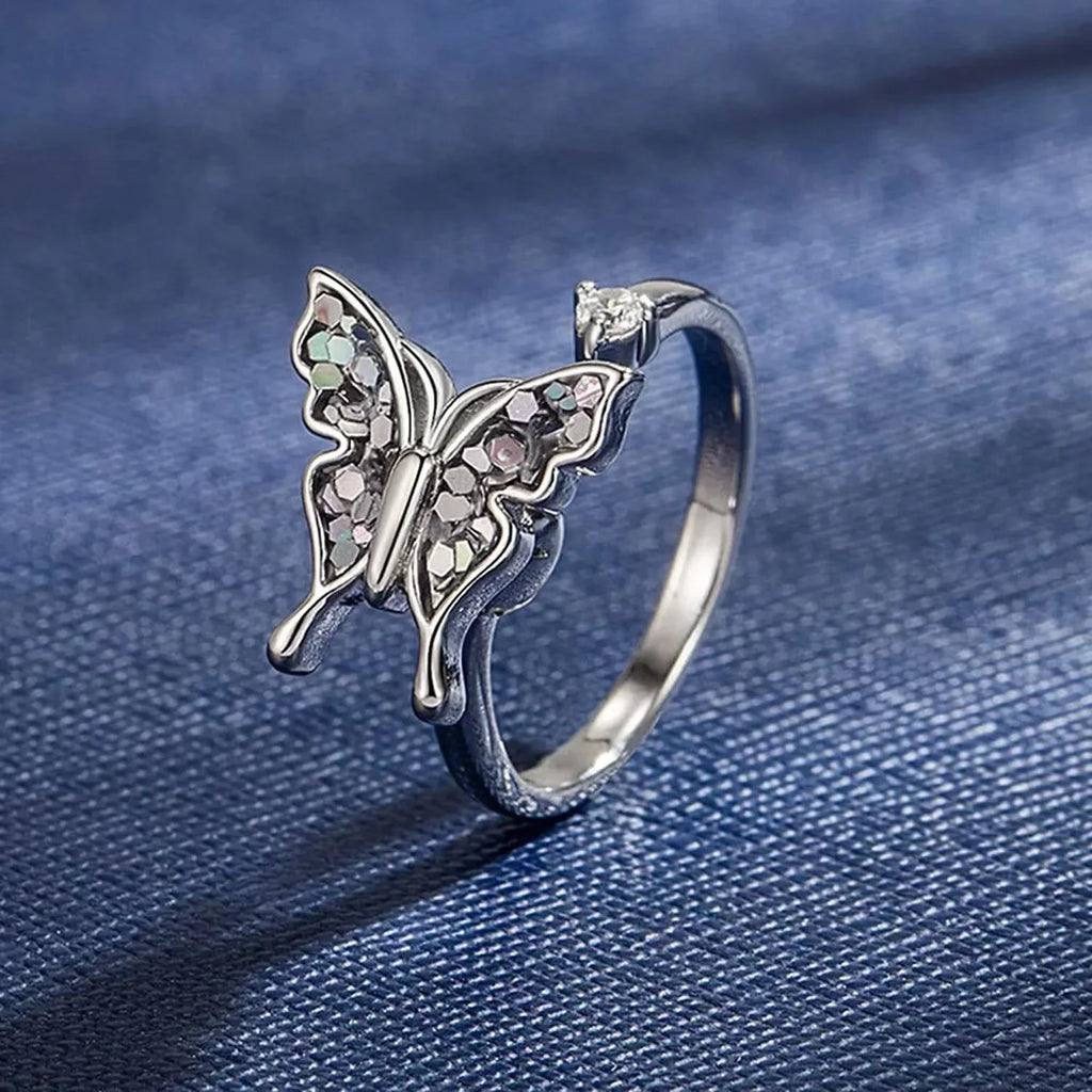 Sunflower Crystal Anxiety Relief Spinning Fidget Ring For Girls Rotate Freely Metal Copper Knuckle Ring Women'S Jewelry Gifts Vera Lux
