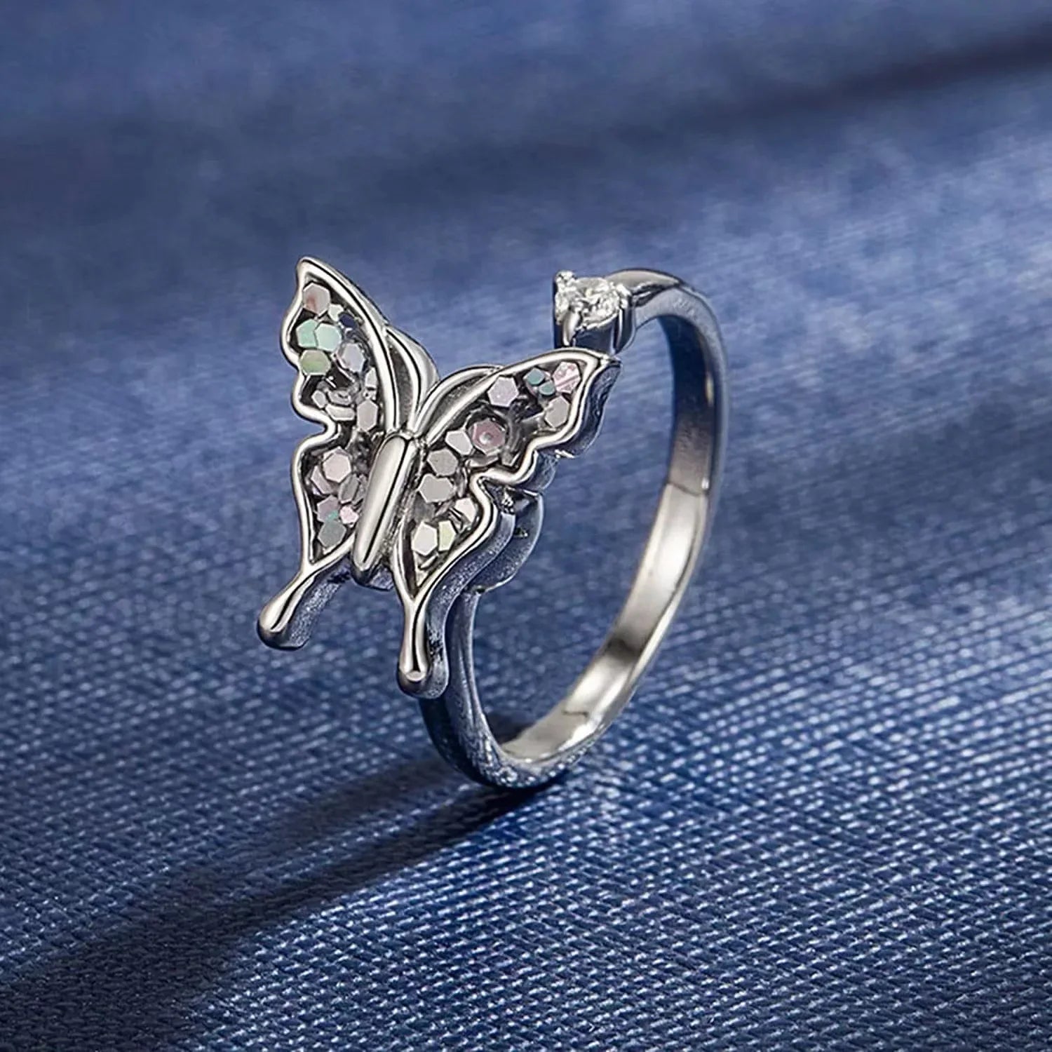 Sunflower Crystal Anxiety Relief Spinning Fidget Ring For Girls Rotate Freely Metal Copper Knuckle Ring Women'S Jewelry Gifts Vera Lux