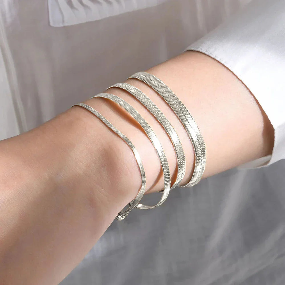 COLALA Simple Boutique Jewelry Stainless Steel Flat Snake Chain Bracelet Adjustable Women's Accessories Wholesale No Color Fadin Vera Lux