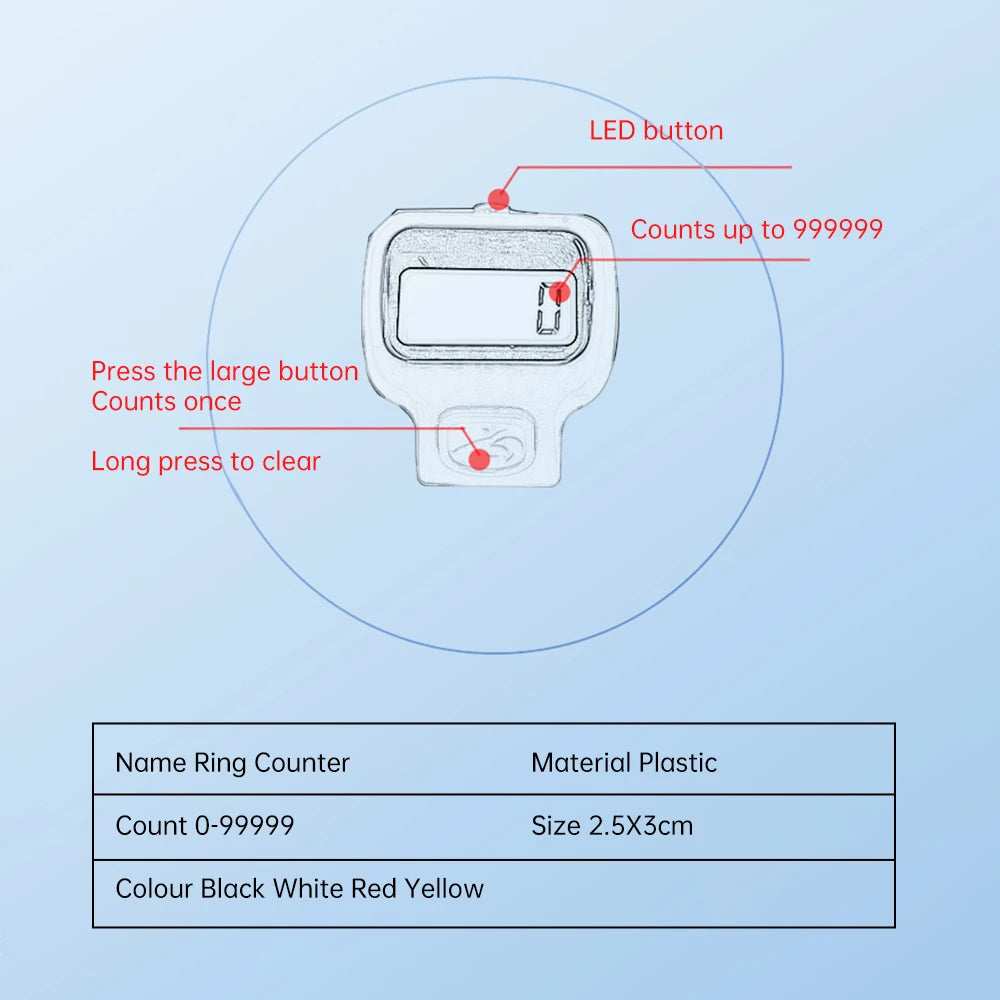 Electronic LED Counter Digital Finger Clicker Handheld Ring Click Lap Counter Event Clicker Finger Counters Golf Lap Counting Whatever the Treasure