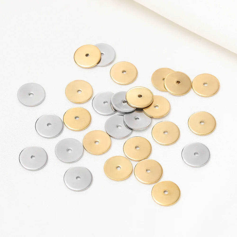 50Pcs/Pack Stainless Steel 4/5/6/8/10mm Flat Round Loose Spacer Beads For DIY Jewelry Necklace Bracelets Making Accessories Vera Lux