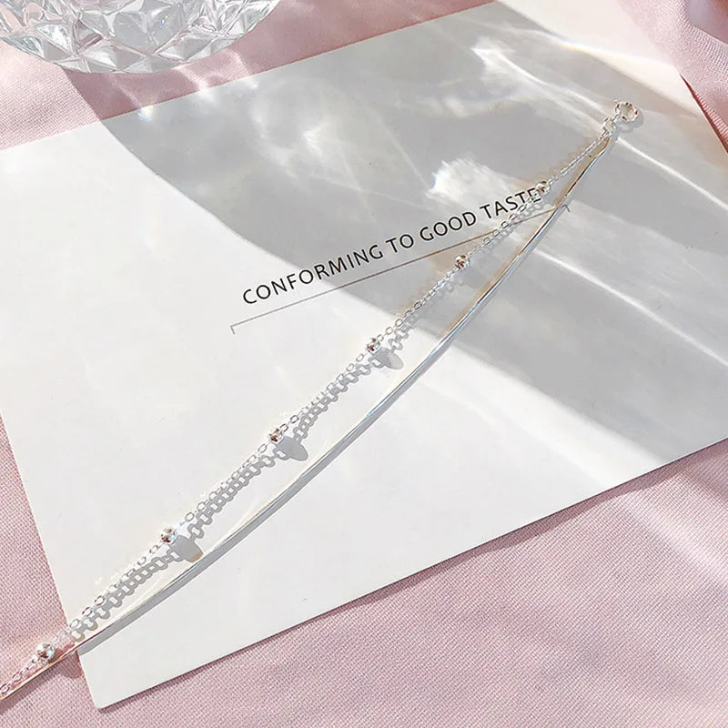 925 Sterling Silver Round Ball Lucky Bracelets Woman Double-Layer Snake Chain Hot Top Quality Jewelry Wedding Jewellery Vera Lux
