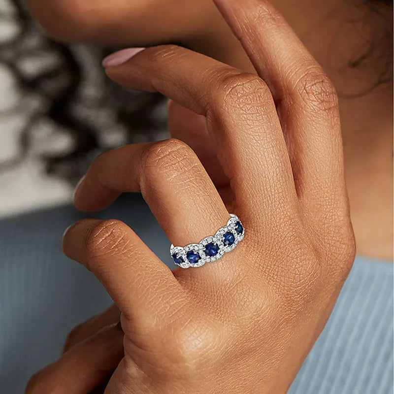 Luxury 925 Sterling Silver Classic Ring for Women Six Claw Jewelry Simple Imitation Diamond Women's Ring Engagement Wedding Gift Vera Lux