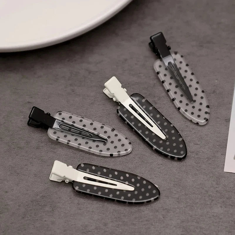 4Pcs Black White Polka Dot Acrylic Hair Clips Secure Hold Suitable for Daily Wear Bb Hairclip Party Outfits Hair Accessories Vera Lux