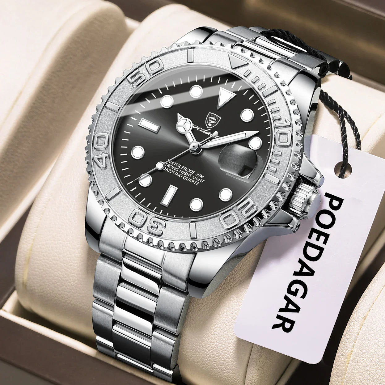 POEDAGAR Top Luxury Man Watch Waterproof Luminous Date Men Watch Stainless Steel Male Clock Sports Fashion Men's Quartz Watches Vera Lux