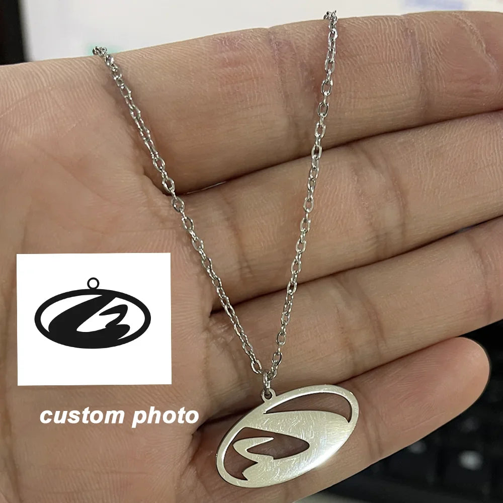 Custom Logo Picture Pendant Necklace For Women Girl Stainless Steel Birthday Gift Children's Drawing Photo Personalized Jewelry Vera Lux
