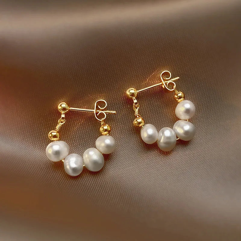 2024 Korean New Simple Temperament Circle Pearl Earrings Fashion Small Versatile Earrings Women's Jewelry Vera Lux