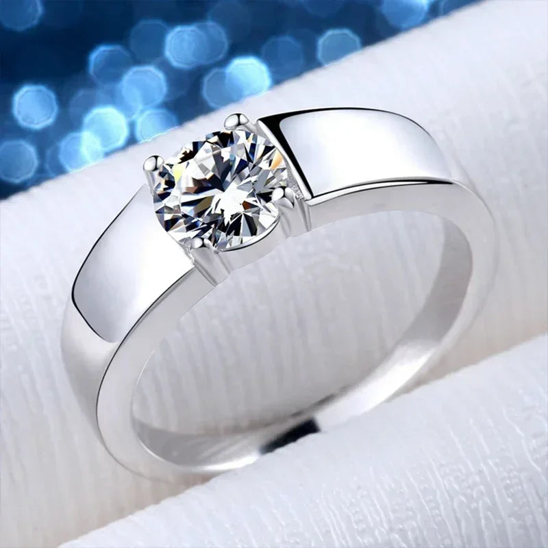 NeeTim 1ct 2ct D Moissanite Wedding Band Men Ring 925 Sterling Silver Engagement Rings For Man With Certificate Fine Jewelry Vera Lux