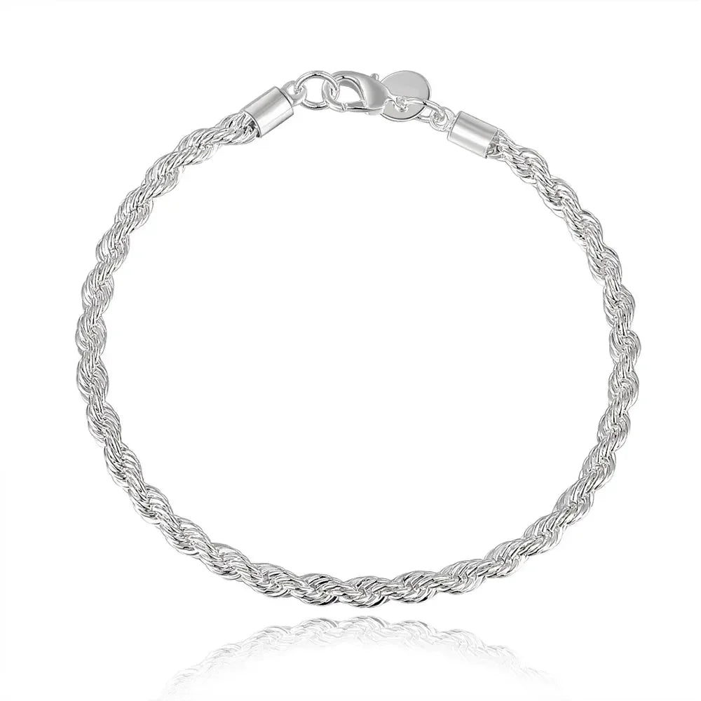 Charm 925 sterling silver Accessories Men 4MM 40-60cm 2PCS Rope Chain Necklace Bracelet Women Fashion Wedding Gift Jewelry Vera Lux