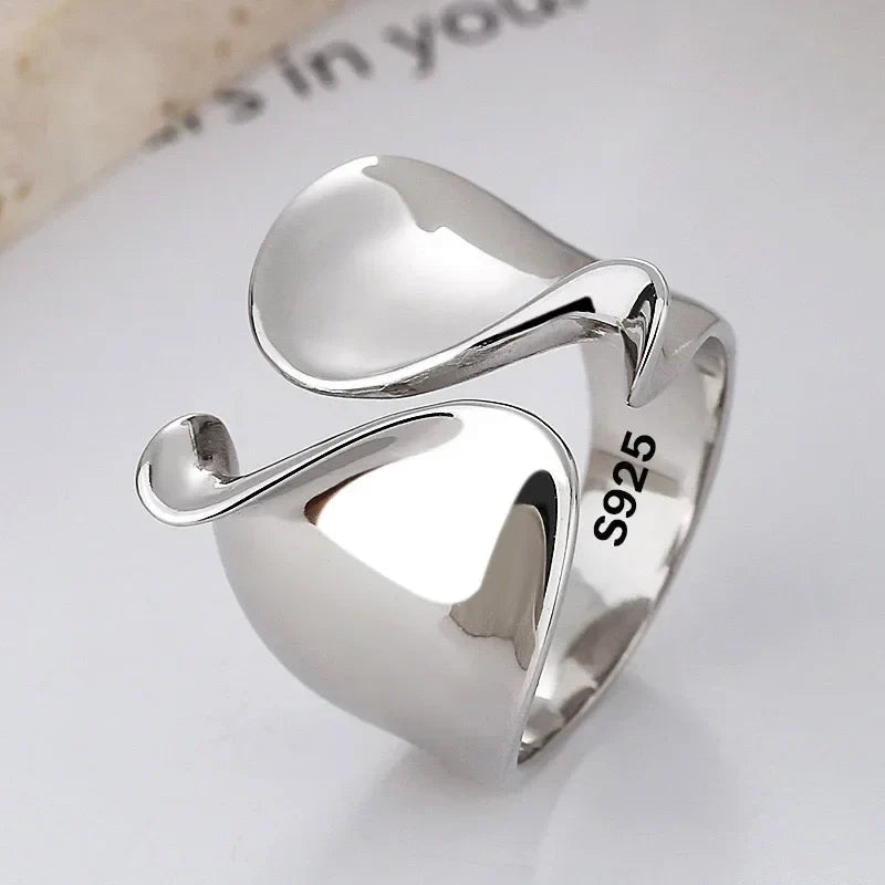 925 Sterling Silver Rings for Women Couple Minimalist Handmade Simple Big Open Ring Party Prevent Allergy Jewelry Holiday Gifts Vera Lux