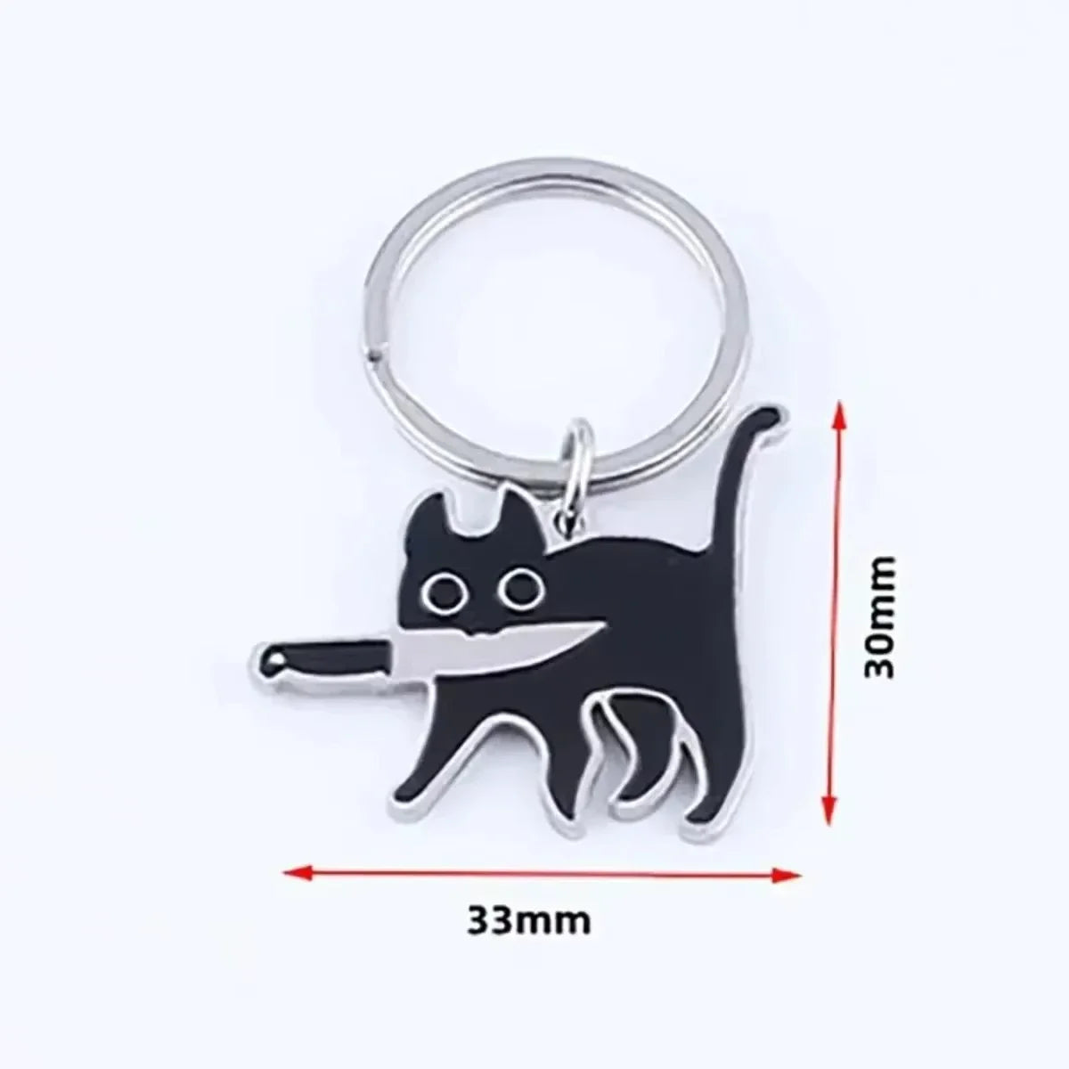 Cute Cartoon Cat Keychain - Black Kitten Knife Pendant for Keys, Bag, Jewelry - Wholesale Animal Keyring Gift Vera Lux